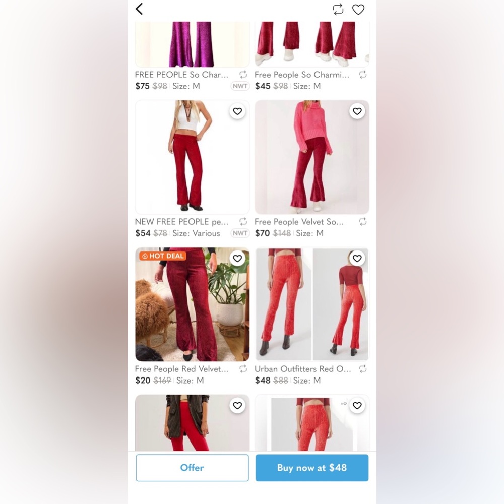 Free People Red Velvet Flare Pants - Picture 12 of 12